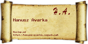 Hanusz Avarka névjegykártya
